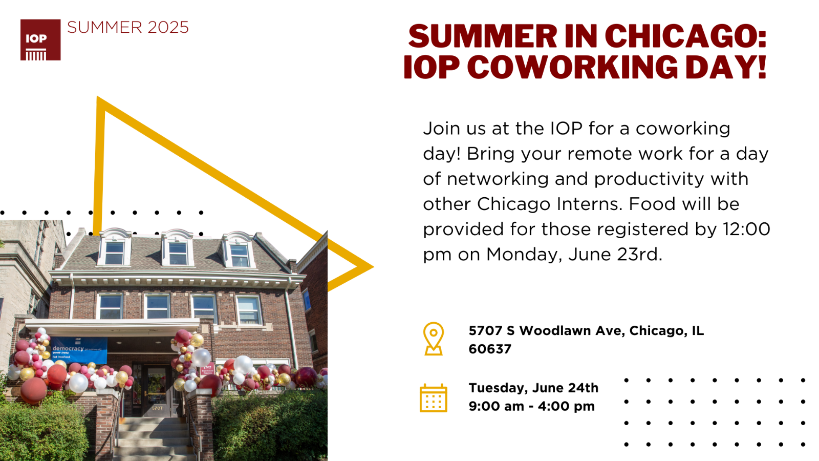 Poster Image for IOP Summer in Chicago Coworking Day 2025