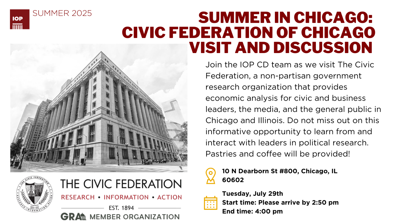 Poster Image for IOP Summer in Chicago 2025: The Civic Federation Visit