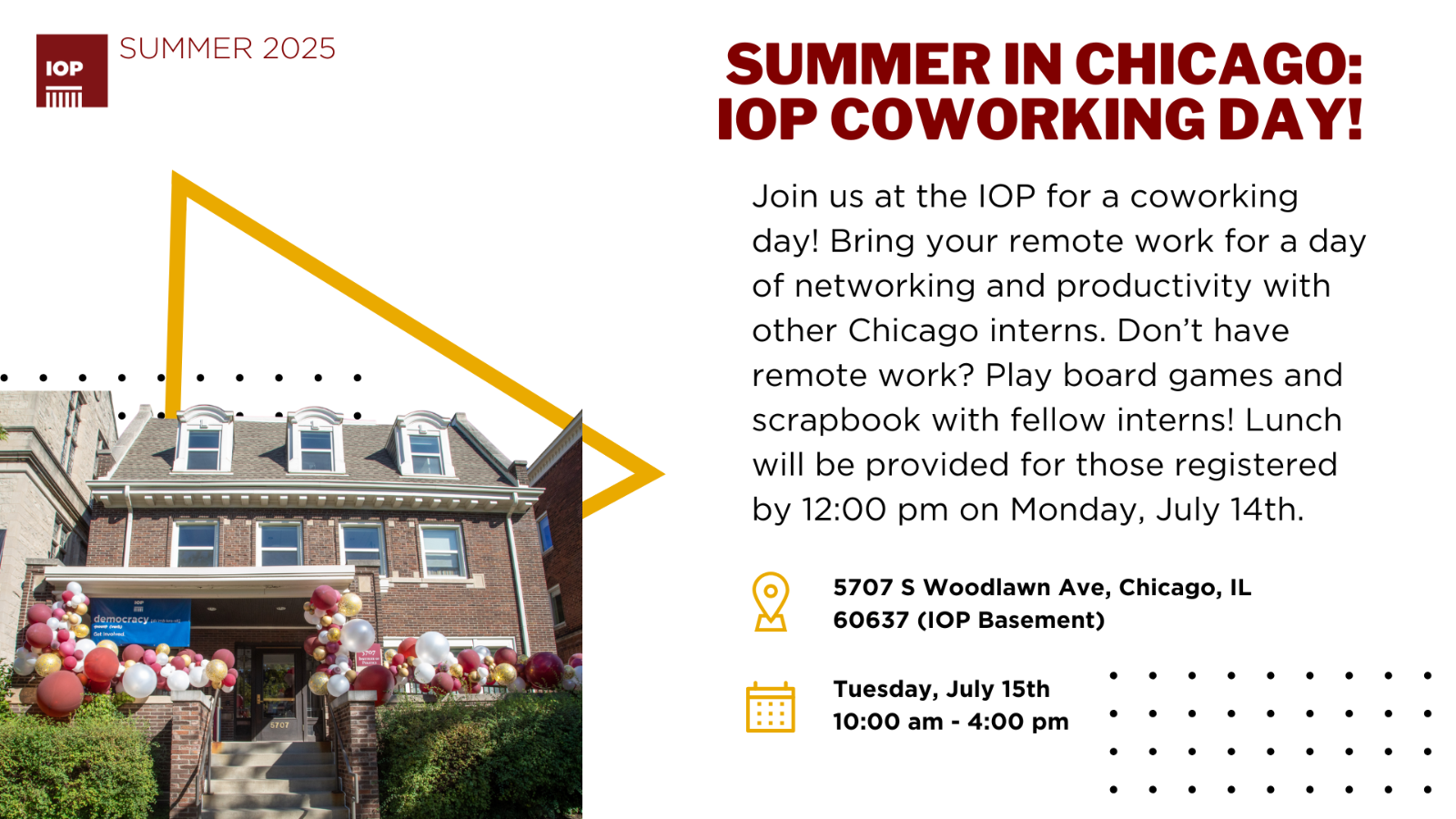 Poster Image for IOP Summer in Chicago Coworking Day 2025