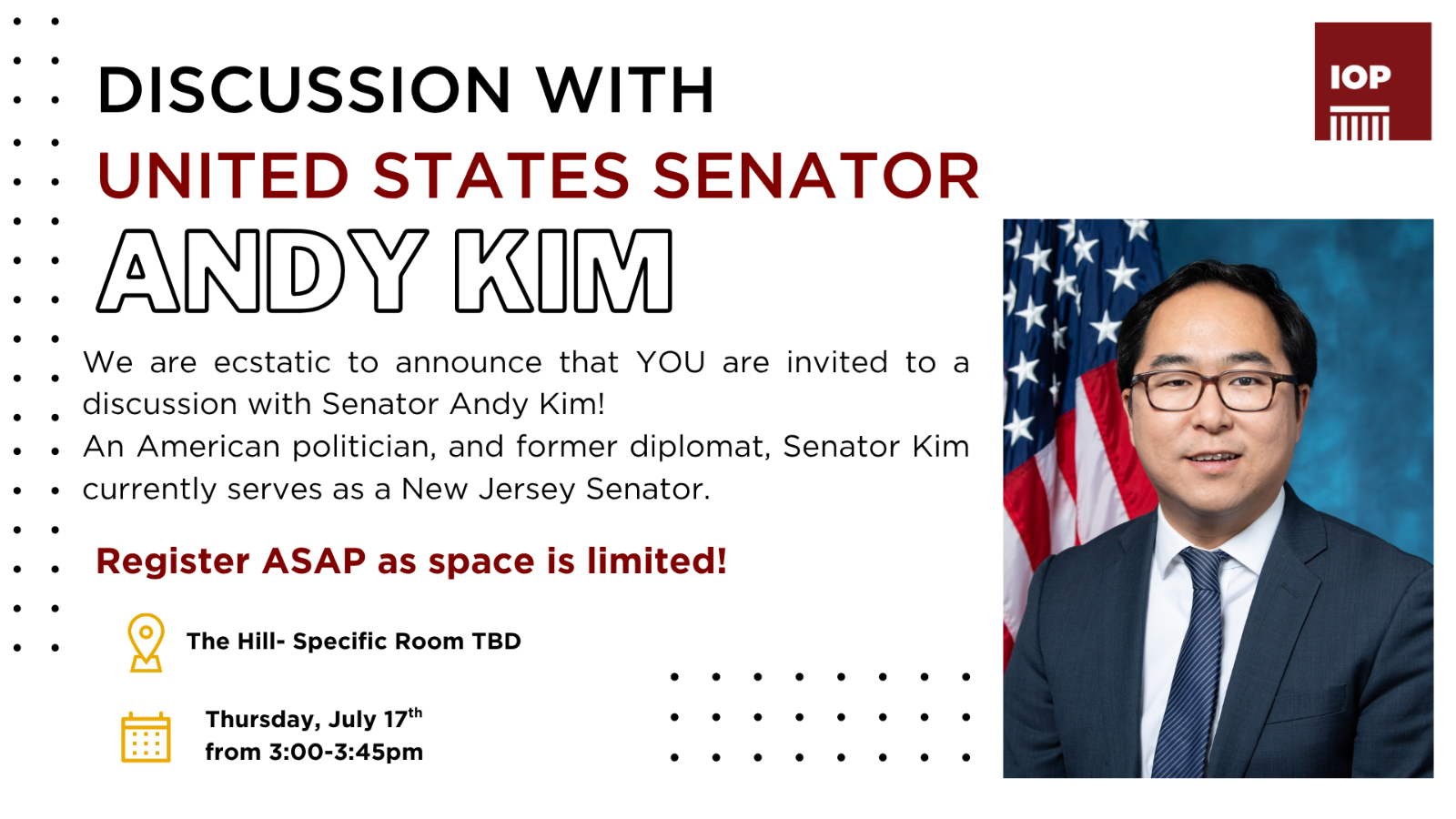 Poster Image for Discussion with Senator Andy Kim