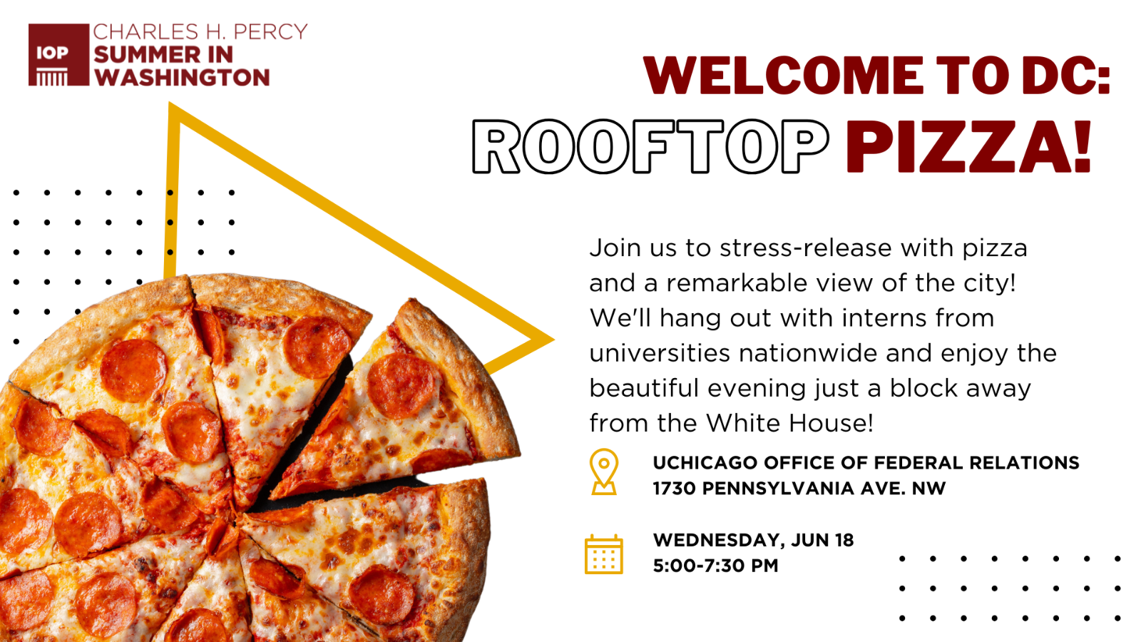 Poster Image for UChicago Institute of Politics: Rooftop Pizza Party on June 18, 2025