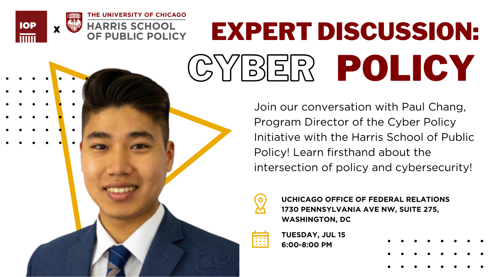 Poster Image for Cyber Policy Initiative Discussion with Paul Chang